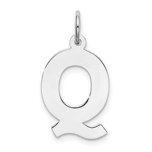 Sterling Silver Amanda Collection Medium Block Style Initial Q Pendant